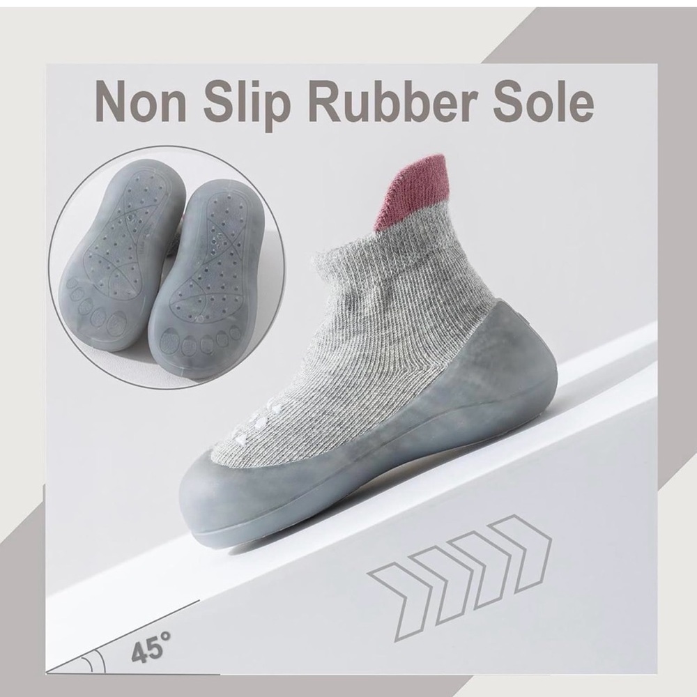 Hstyle Gray and Pink Kids Non-Slip Shoes
